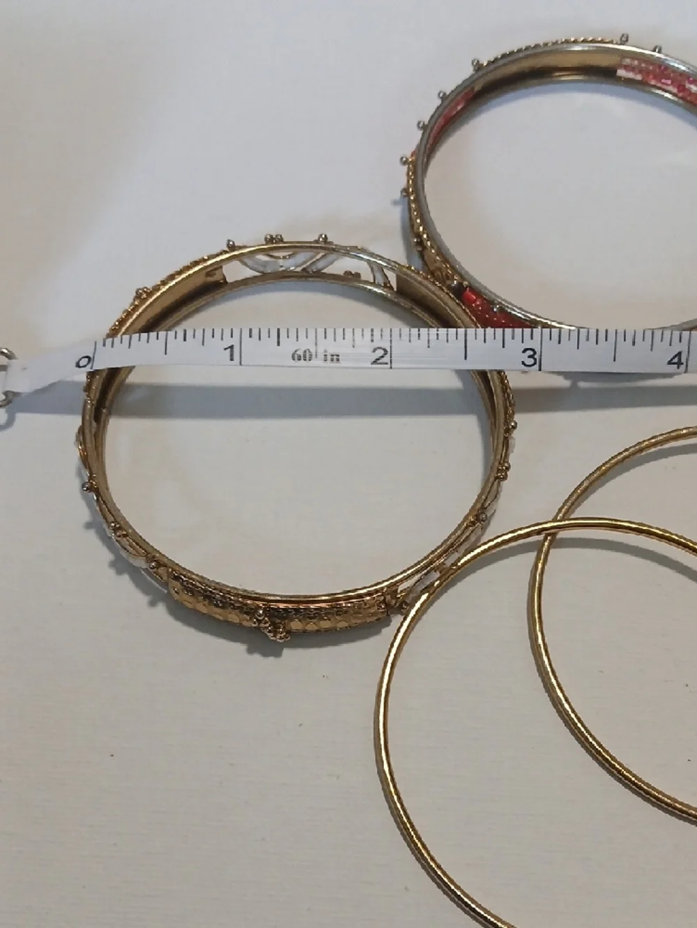 Boho Festival Gold-Tone Women's Bangle Bracelet Set with Coral & White Accents